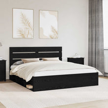 Bedframe met hoofdeinde Zwart 200 x 200 cm Massief grenenhout