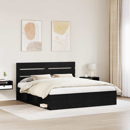 Bedframe met hoofdeinde Zwart 200 x 200 cm Massief grenenhout
