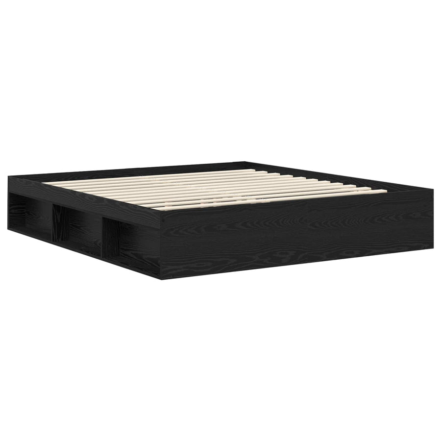 Bedframe met hoofdeinde Zwart 200 x 200 cm Massief grenenhout