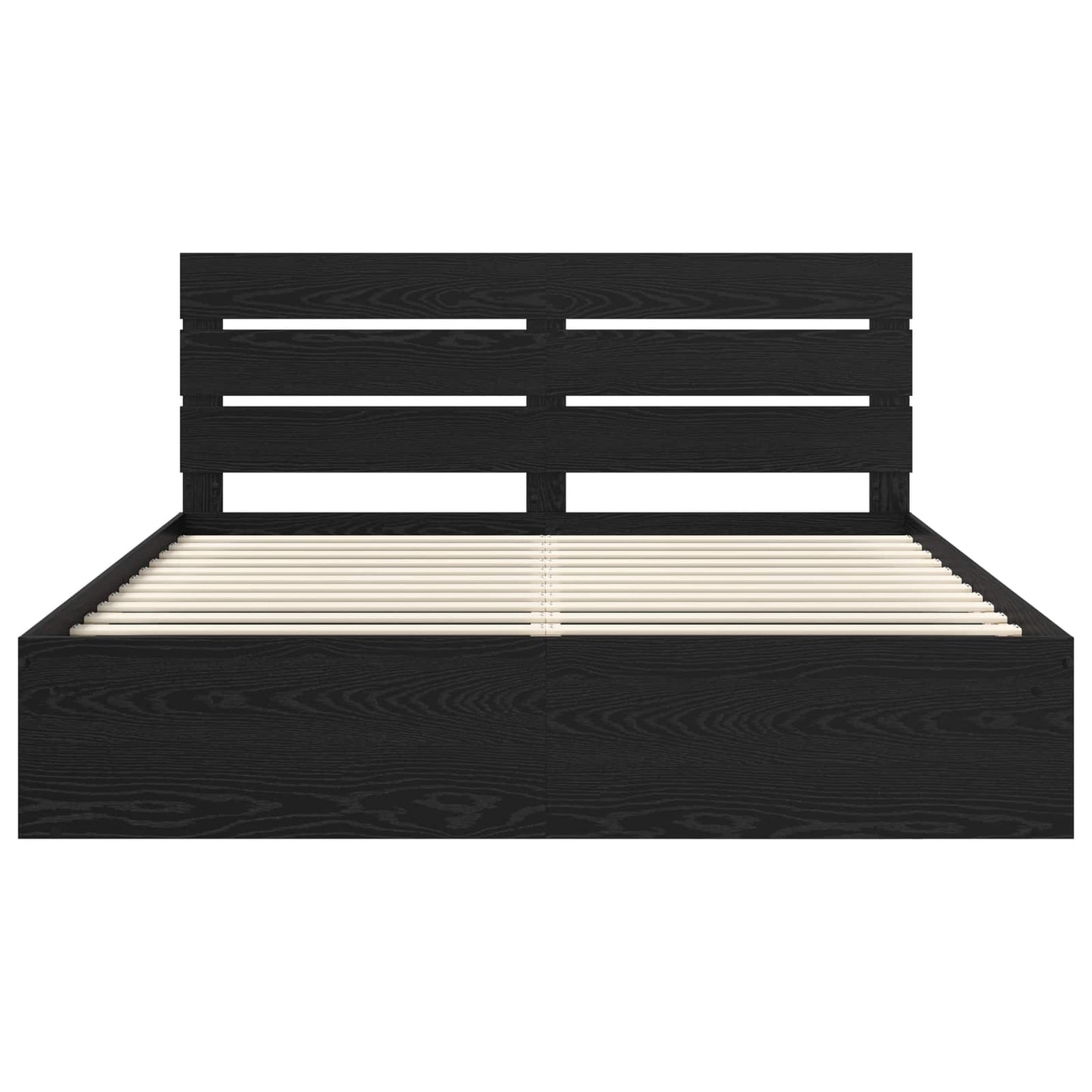 Bedframe met hoofdeinde Zwart 200 x 200 cm Massief grenenhout
