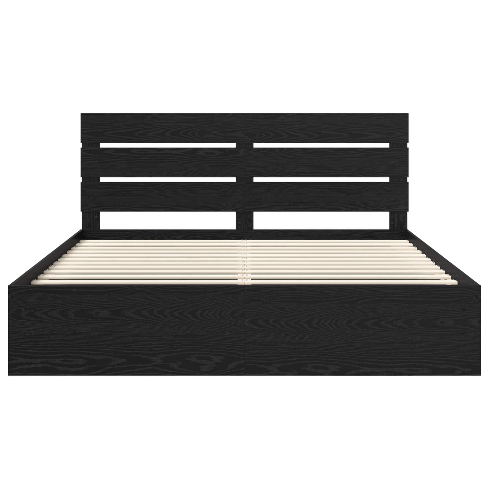 Bedframe met hoofdeinde Zwart 200 x 200 cm Massief grenenhout