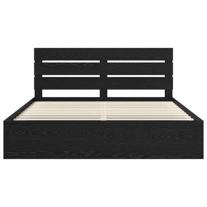 Bedframe met hoofdeinde Zwart 200 x 200 cm Massief grenenhout
