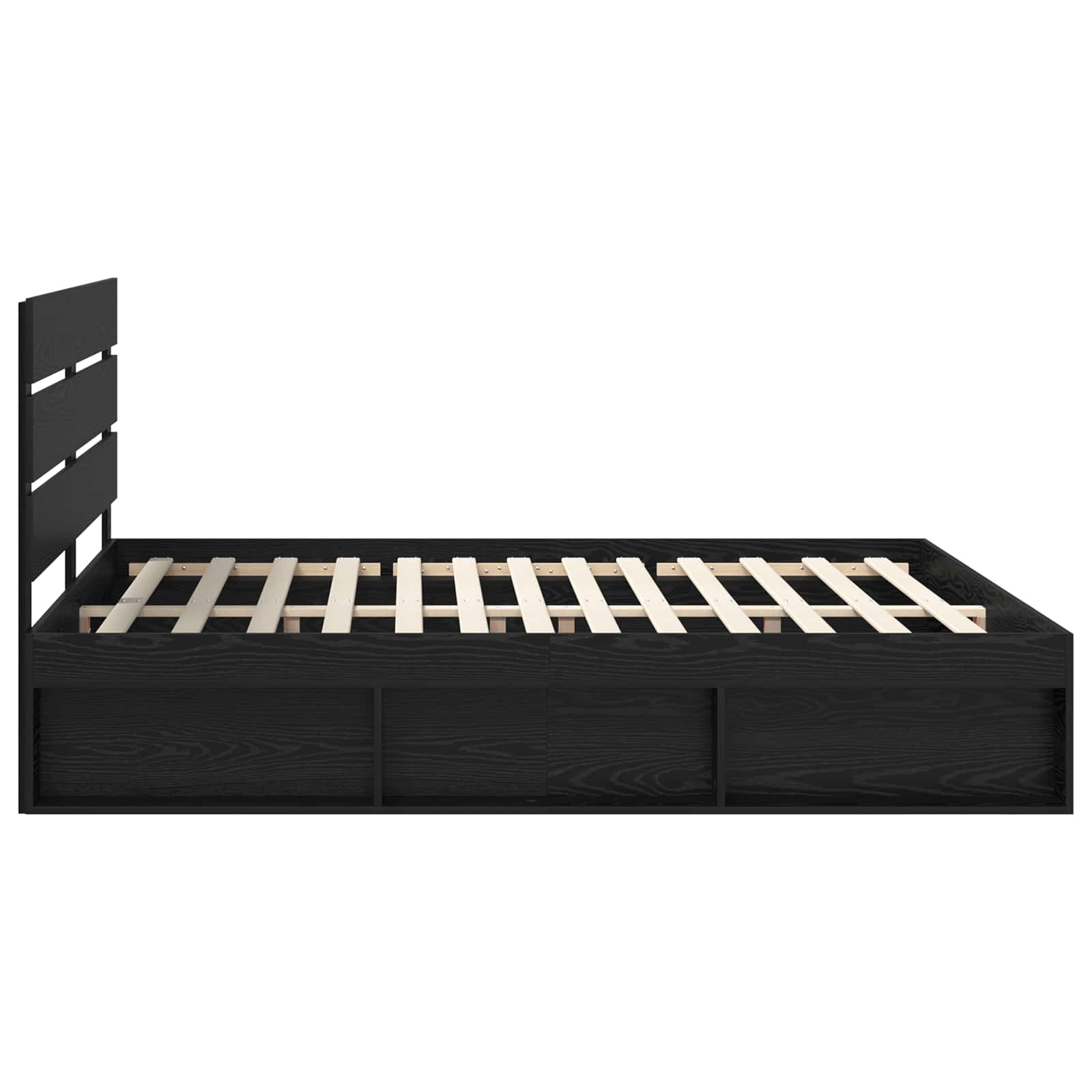 Bedframe met hoofdeinde Zwart 200 x 200 cm Massief grenenhout