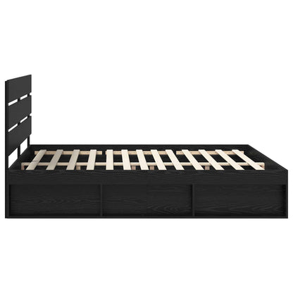 Bedframe met hoofdeinde Zwart 200 x 200 cm Massief grenenhout