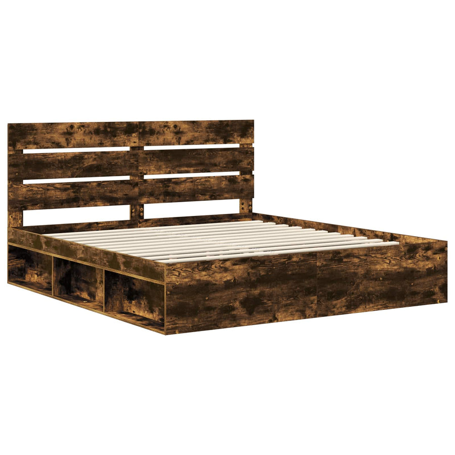 Bedframe Gerookt eiken 200 x 200 cm Massief grenenhout