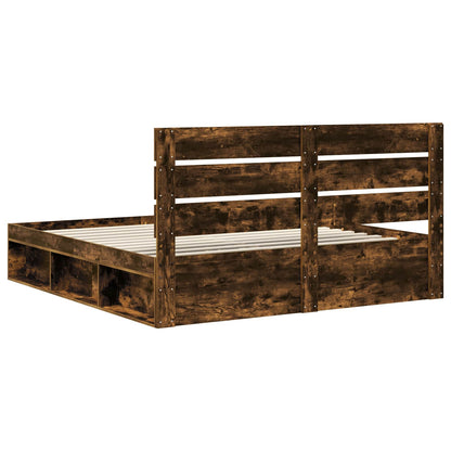 Bedframe Gerookt eiken 200 x 200 cm Massief grenenhout
