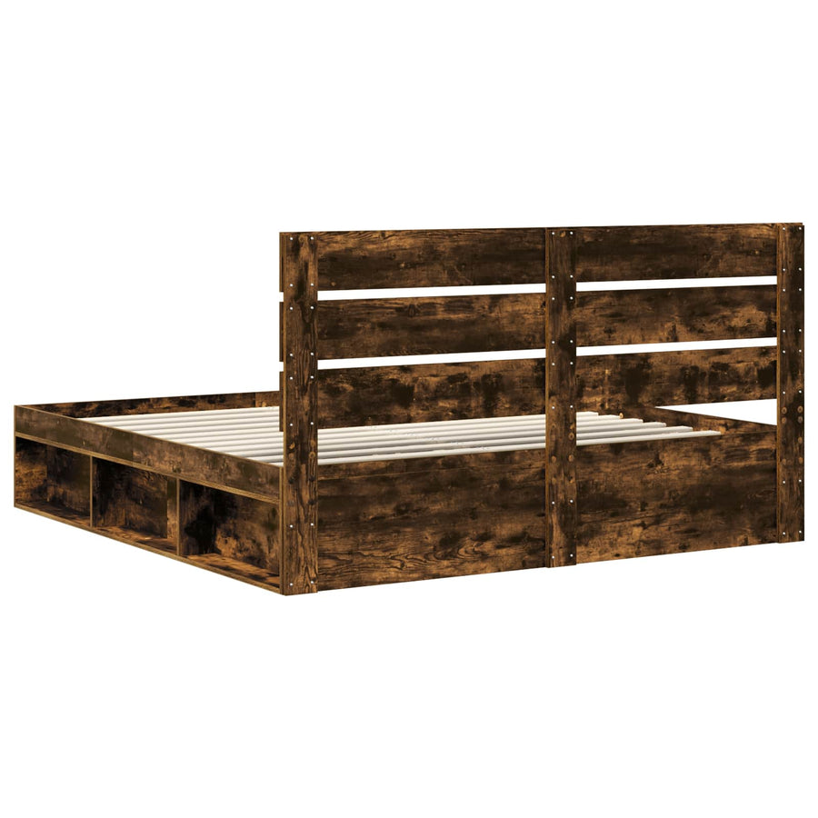 Bedframe Gerookt eiken 200 x 200 cm Massief grenenhout