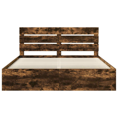 Bedframe Gerookt eiken 200 x 200 cm Massief grenenhout