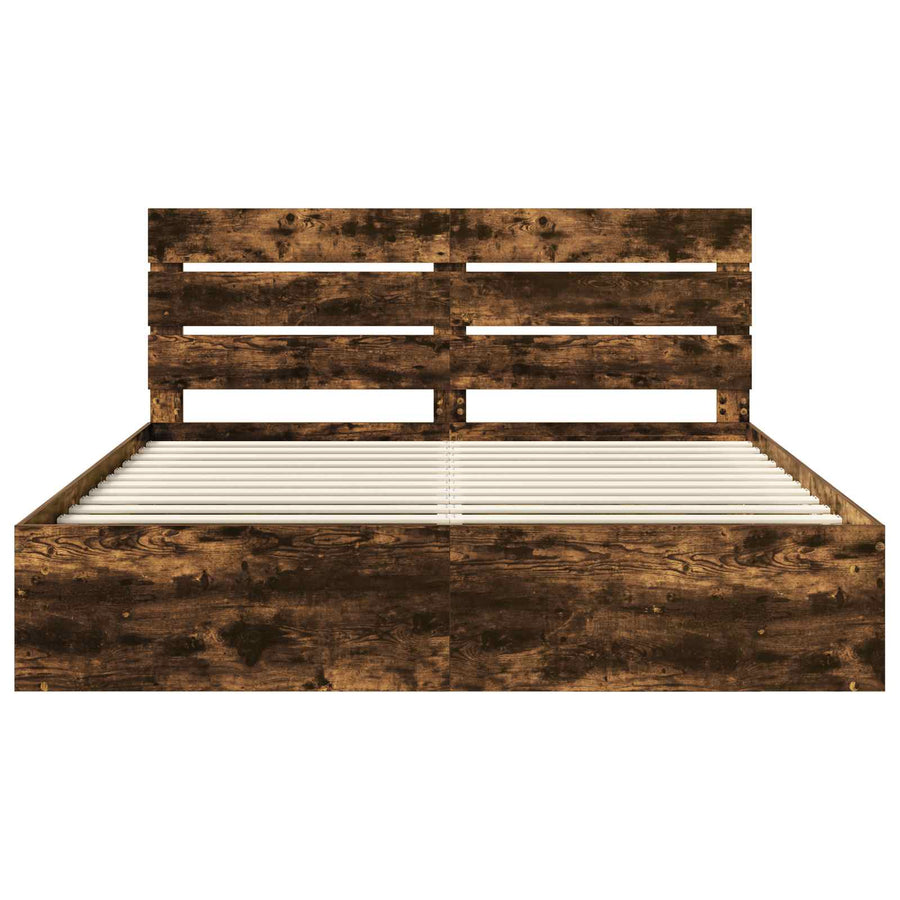 Bedframe Gerookt eiken 200 x 200 cm Massief grenenhout