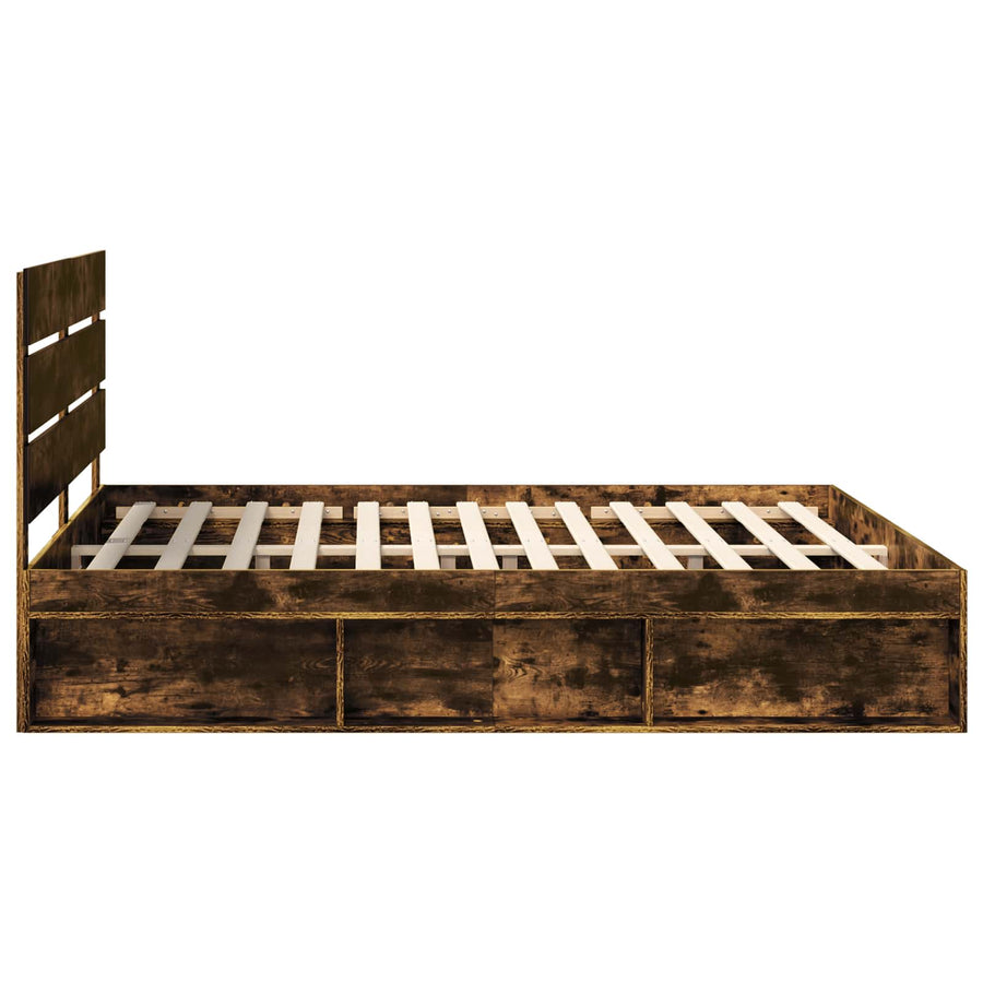 Bedframe Gerookt eiken 200 x 200 cm Massief grenenhout