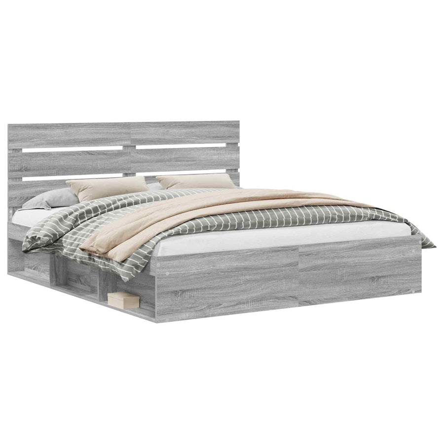 Bedframe Grijs Sonoma 200 x 200 cm Massief grenenhout