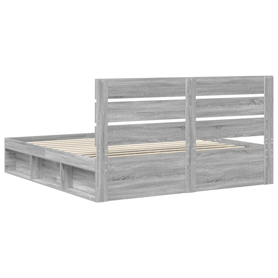 Bedframe Grijs Sonoma 200 x 200 cm Massief grenenhout