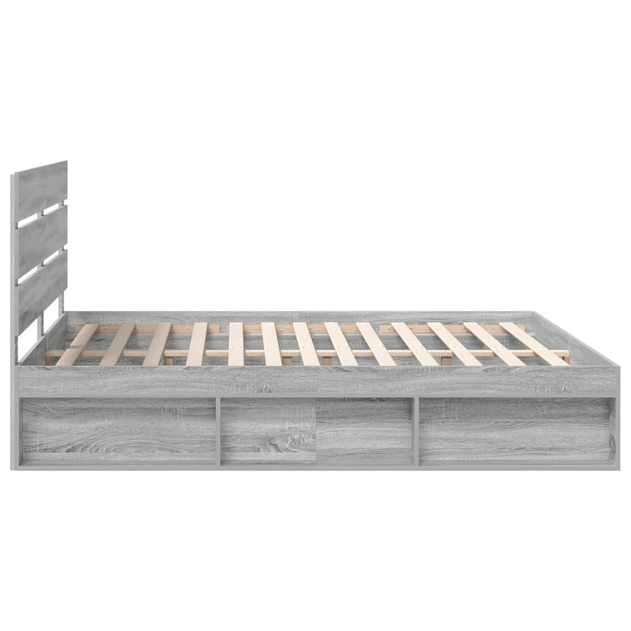 Bedframe Grijs Sonoma 200 x 200 cm Massief grenenhout