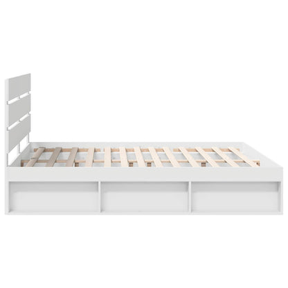 Bedframe met hoofdeinde Wit 180 x 200 cm Massief grenenhout