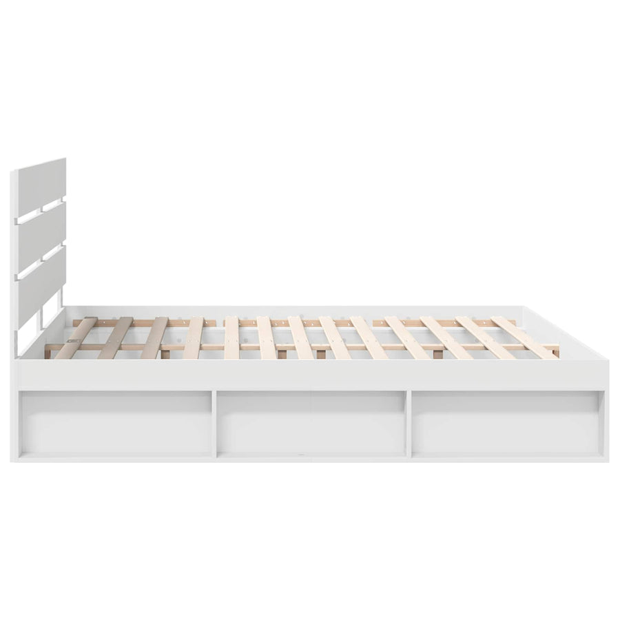 Bedframe met hoofdeinde Wit 180 x 200 cm Massief grenenhout