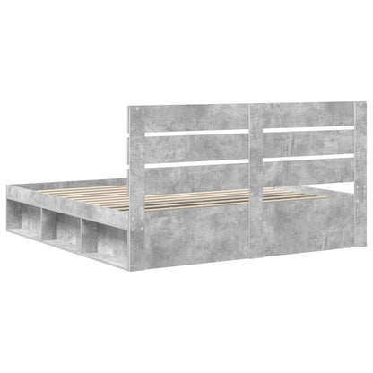 Bedframe met hoofdeinde Beton 180 x 200 cm Massief grenenhout