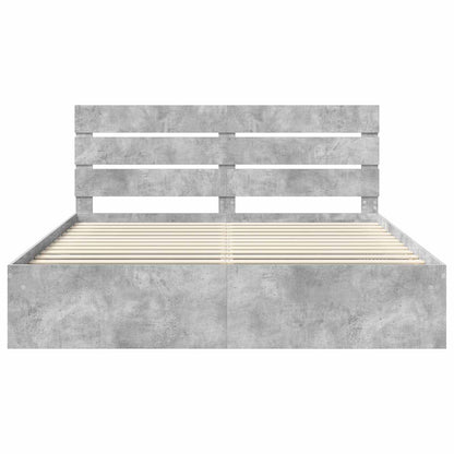 Bedframe met hoofdeinde Beton 180 x 200 cm Massief grenenhout