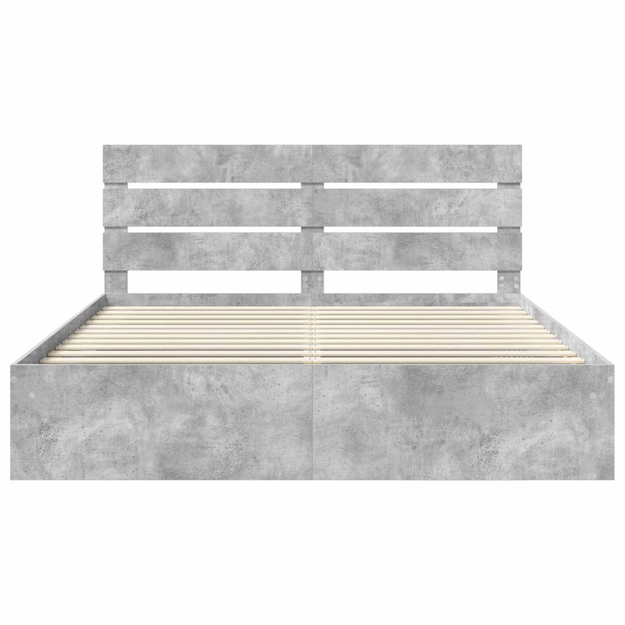 Bedframe met hoofdeinde Beton 180 x 200 cm Massief grenenhout