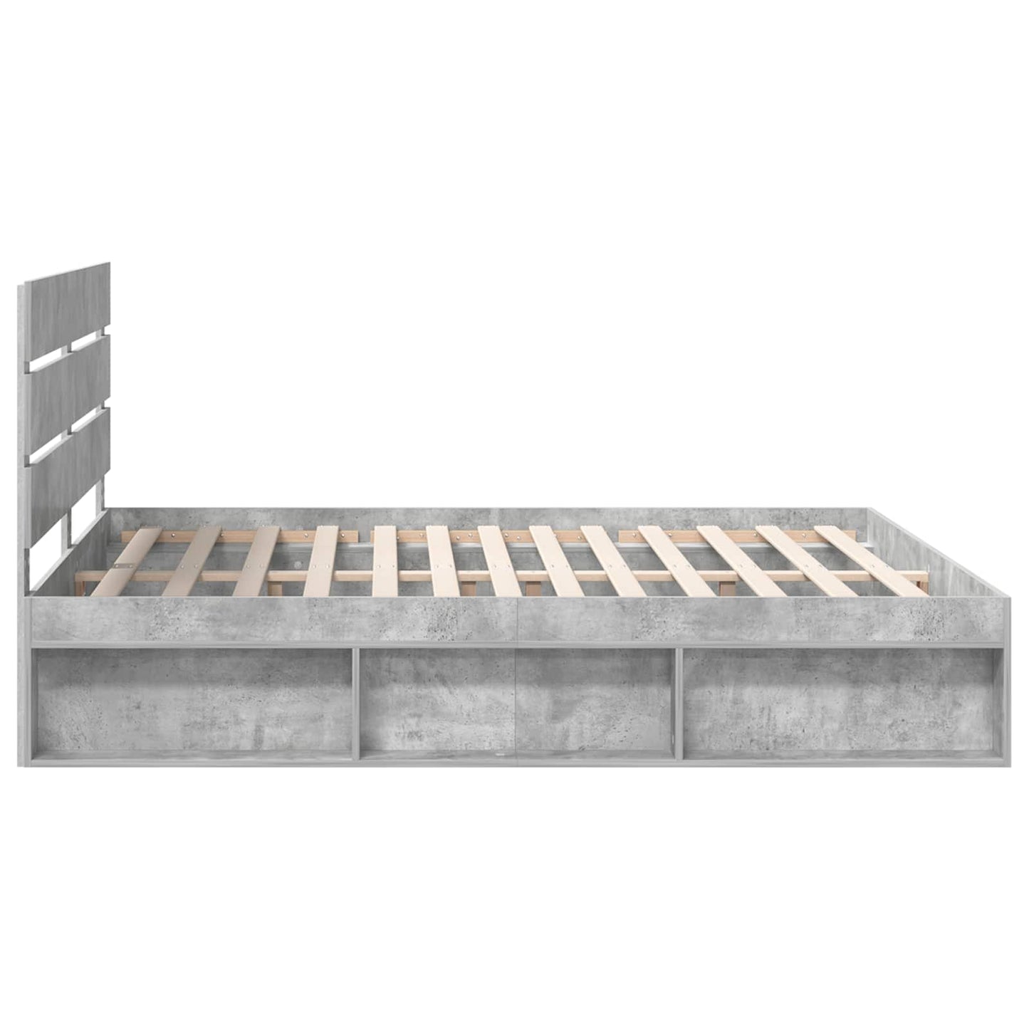 Bedframe met hoofdeinde Beton 180 x 200 cm Massief grenenhout