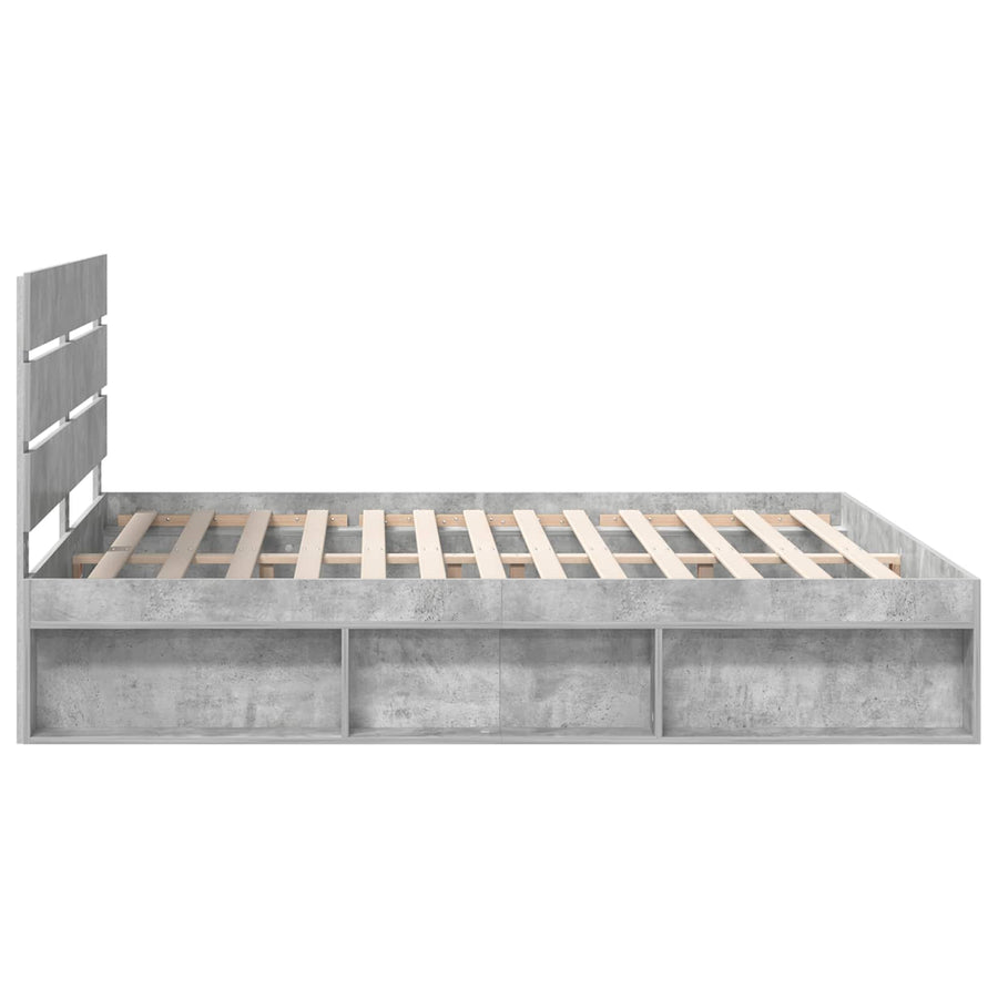 Bedframe met hoofdeinde Beton 180 x 200 cm Massief grenenhout