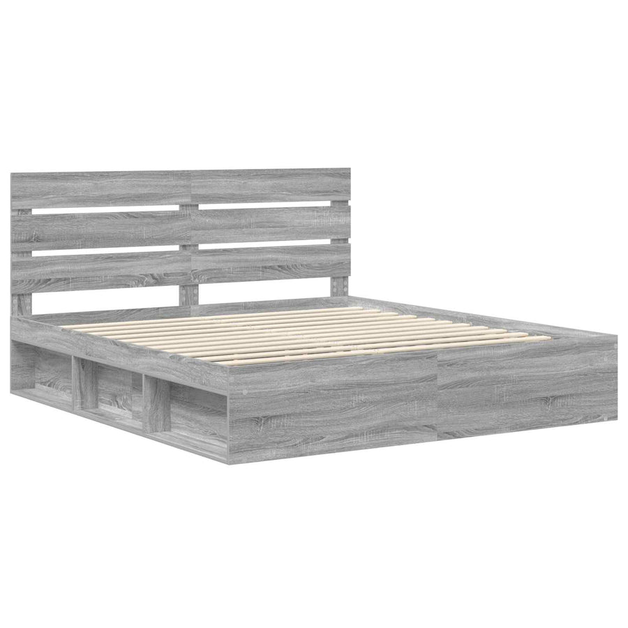 Bedframe Grijs Sonoma 180 x 200 cm Massief grenenhout