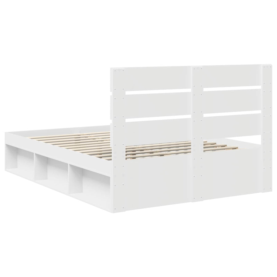 Bedframe met hoofdeinde Wit 160 x 200 cm Massief grenenhout