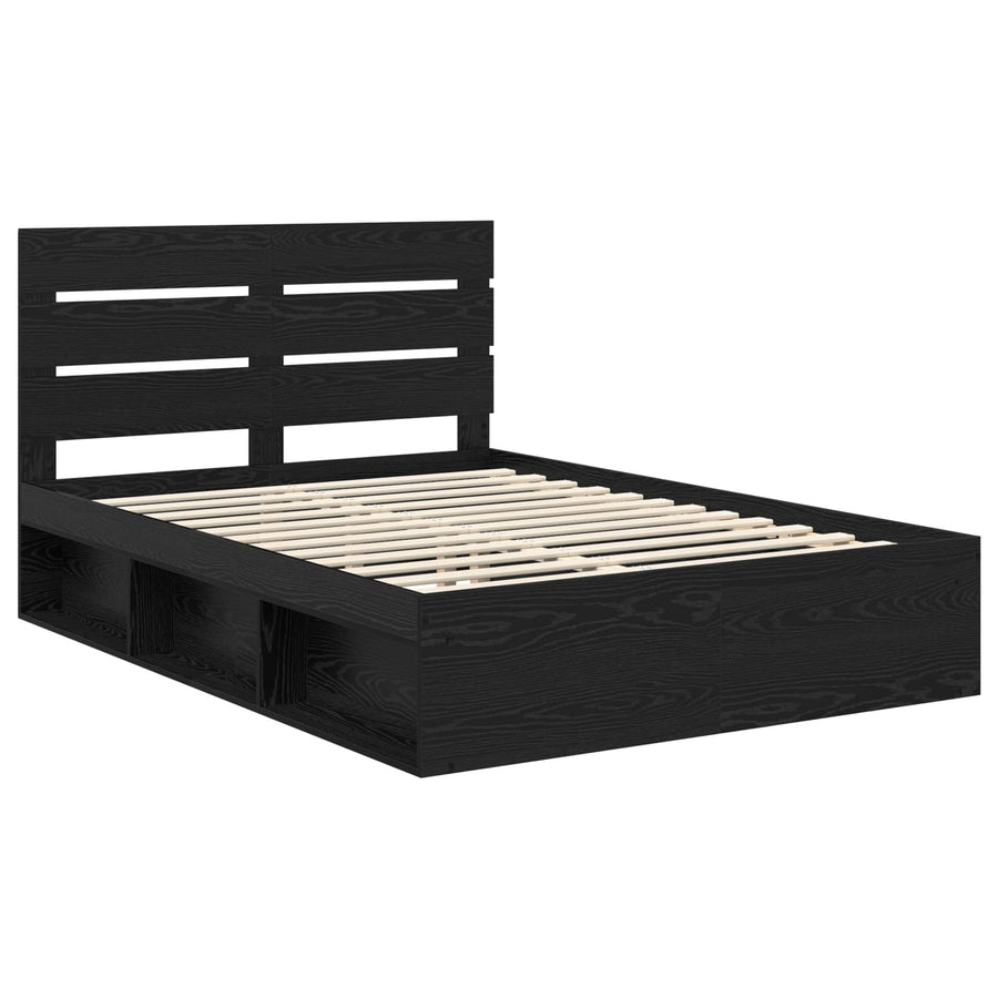 Bedframe met hoofdeinde Zwart 160 x 200 cm Massief grenenhout