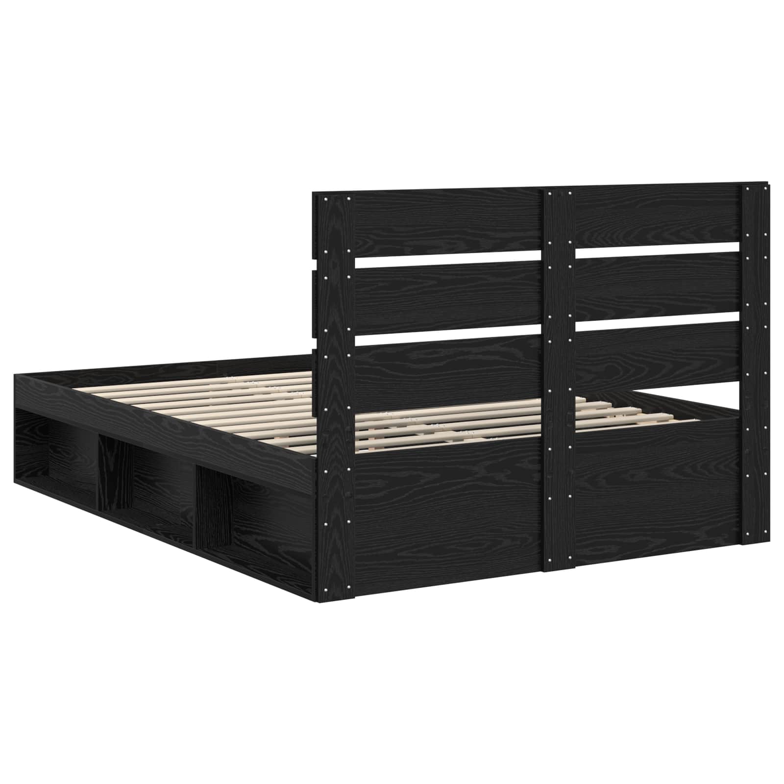 Bedframe met hoofdeinde Zwart 160 x 200 cm Massief grenenhout