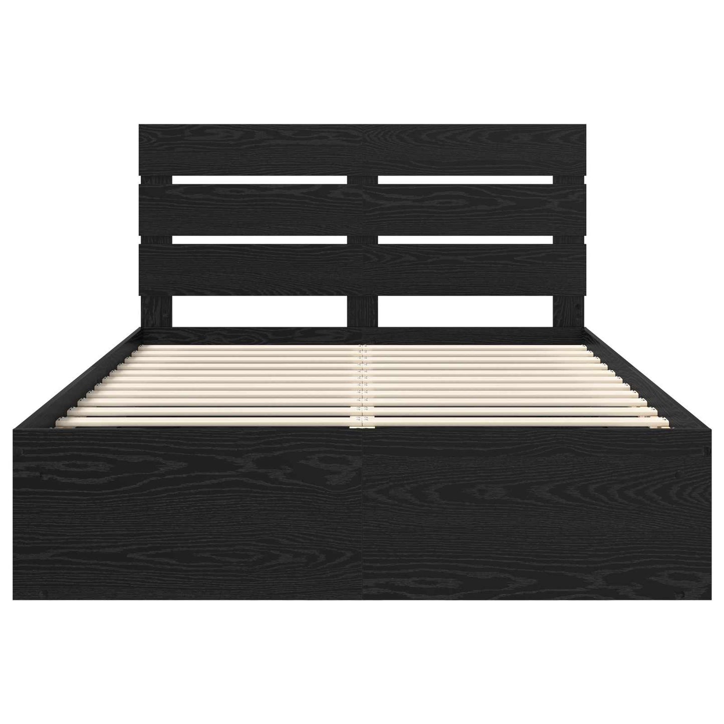 Bedframe met hoofdeinde Zwart 160 x 200 cm Massief grenenhout