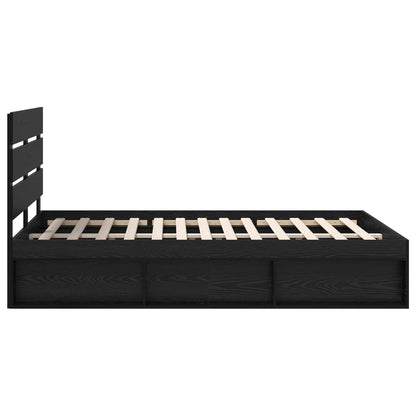 Bedframe met hoofdeinde Zwart 160 x 200 cm Massief grenenhout