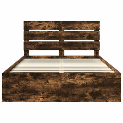 Bedframe Gerookt eiken 160 x 200 cm Massief grenenhout