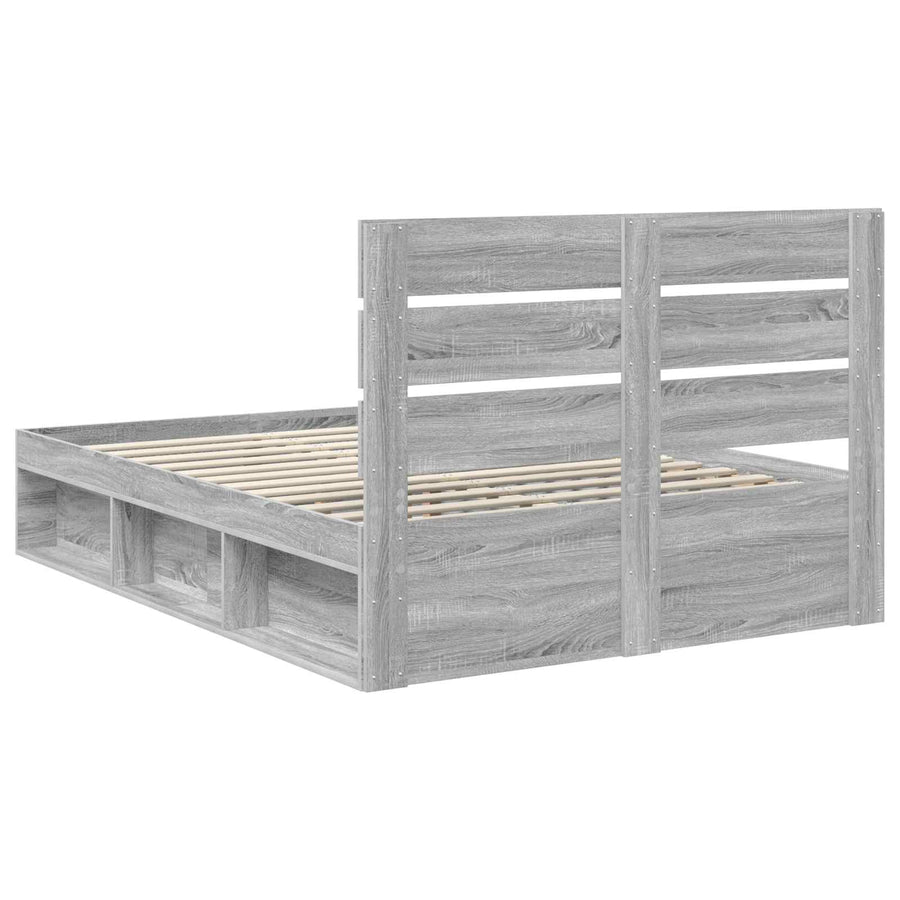 Bedframe Grijs Sonoma 160 x 200 cm Massief grenenhout