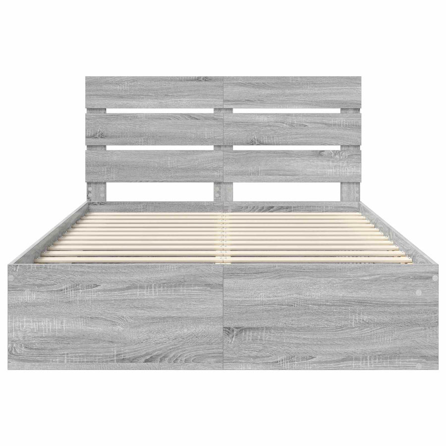 Bedframe Grijs Sonoma 160 x 200 cm Massief grenenhout