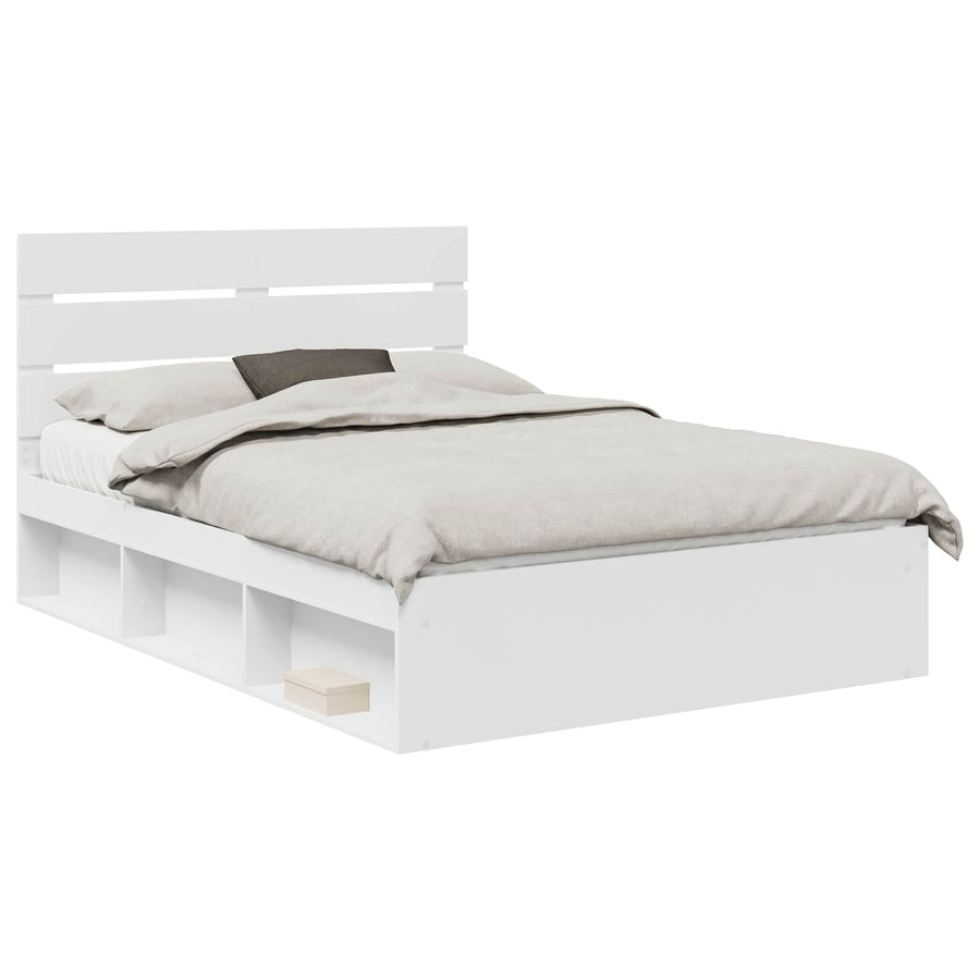 Bedframe met hoofdeinde Wit 150 x 200 cm Massief grenenhout