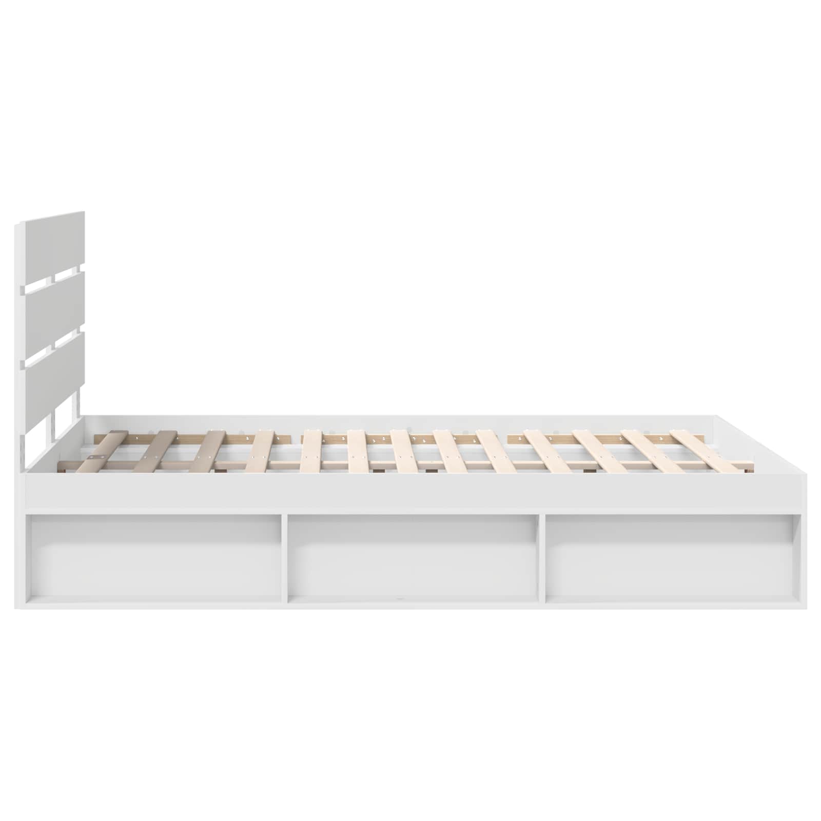 Bedframe met hoofdeinde Wit 150 x 200 cm Massief grenenhout