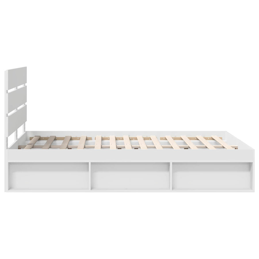 Bedframe met hoofdeinde Wit 150 x 200 cm Massief grenenhout