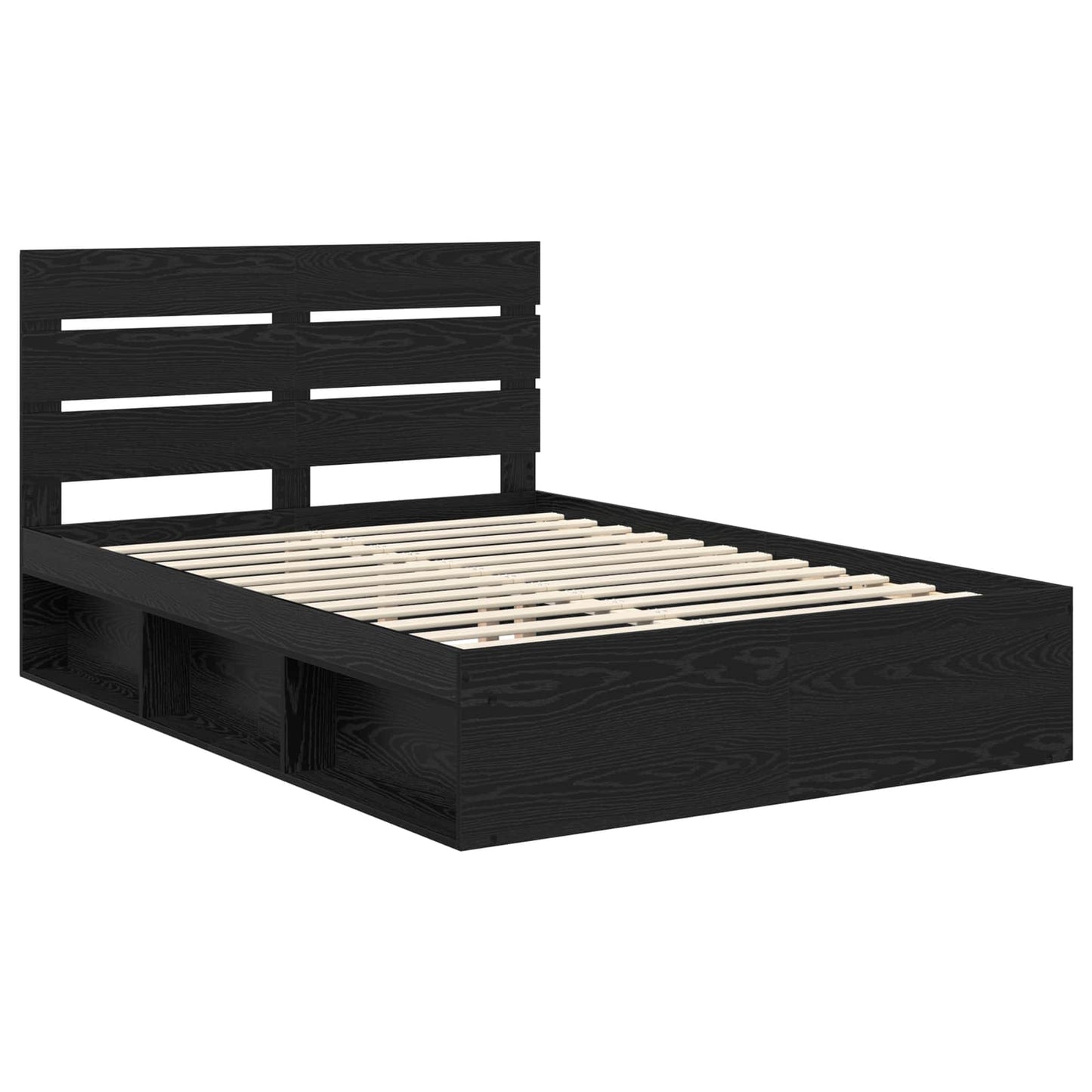 Bedframe met hoofdeinde Zwart 150 x 200 cm Massief grenenhout