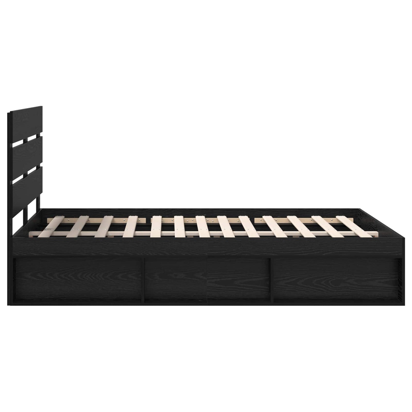 Bedframe met hoofdeinde Zwart 150 x 200 cm Massief grenenhout