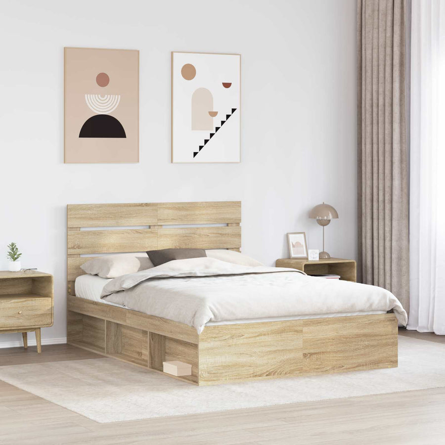 Bedframe Sonoma Eiken 150 x 200 cm Massief grenenhout