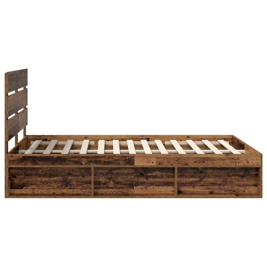 Bedframe met hoofdeinde Oudhout 150 x 200 cm Massief grenenhout