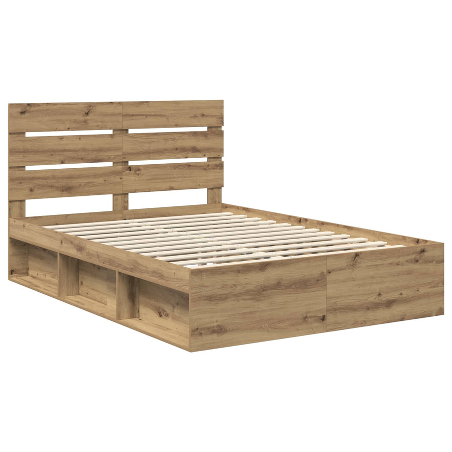Bedframe Ambachtelijk eiken 150 x 200 cm Massief grenenhout