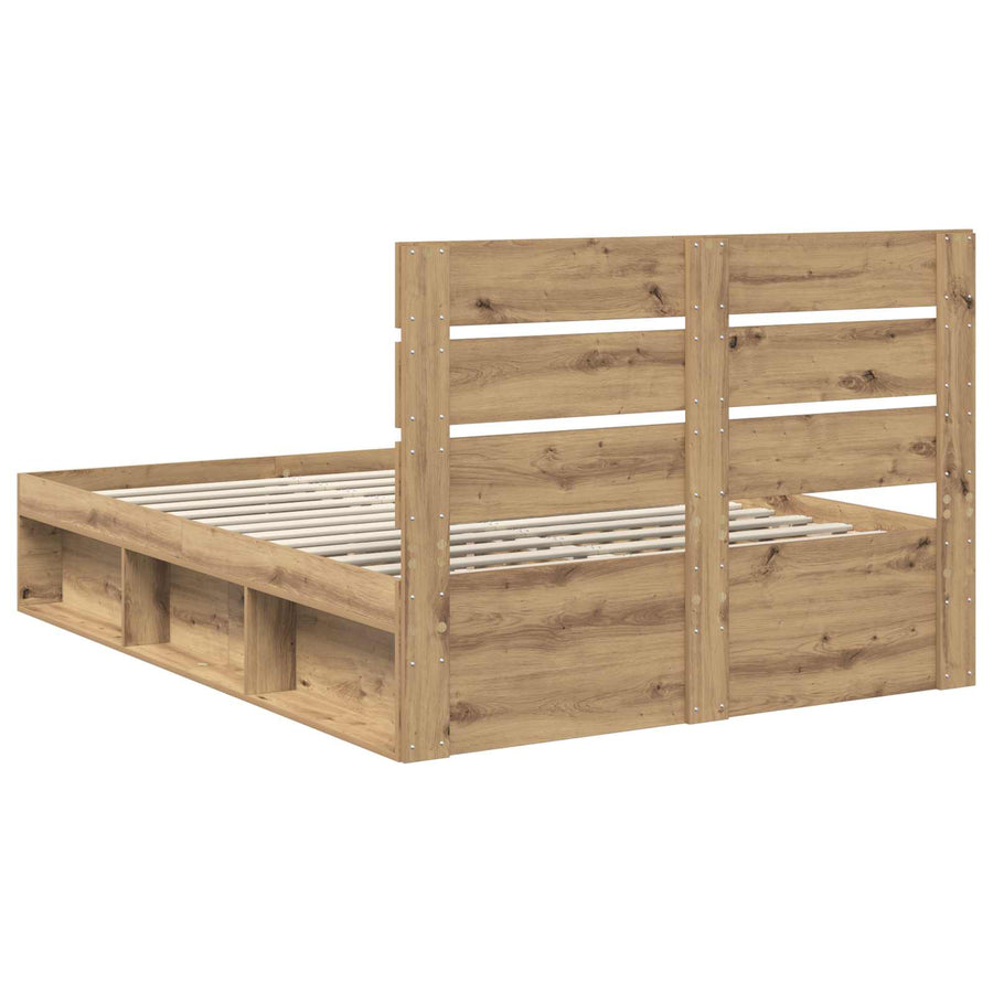 Bedframe Ambachtelijk eiken 150 x 200 cm Massief grenenhout