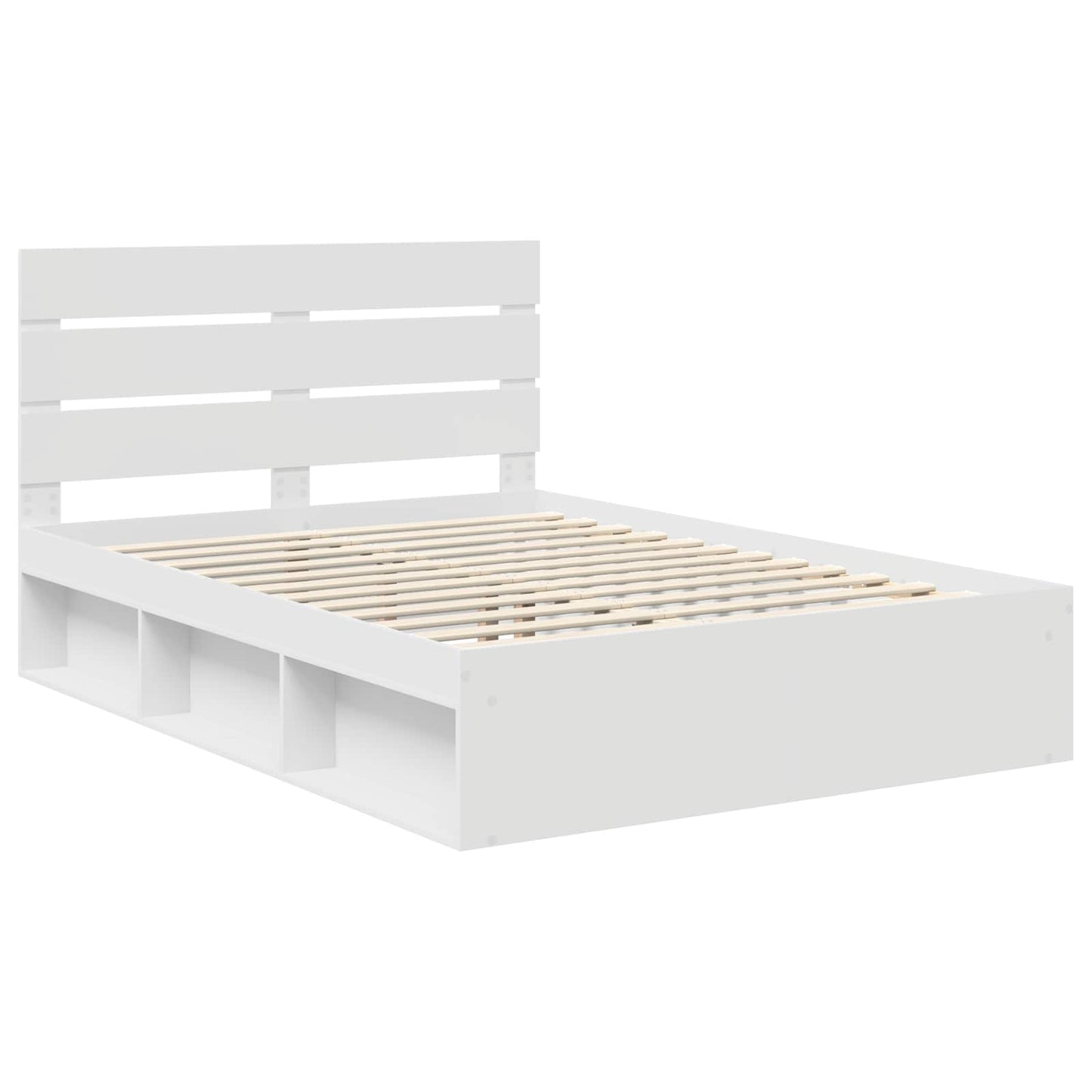 Bedframe Met Hoofdeinde Massief Grenenhout Wit 140 x 200 cm