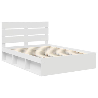 Bedframe Met Hoofdeinde Massief Grenenhout Wit 140 x 200 cm