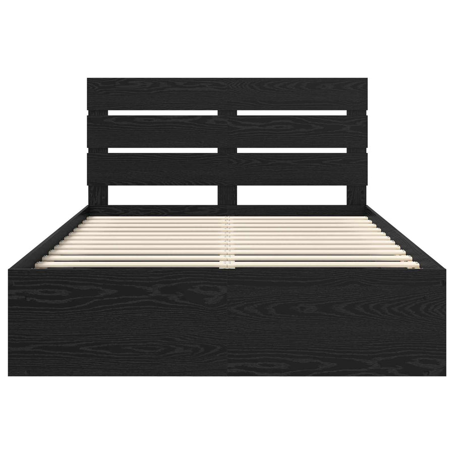 Bedframe met hoofdeinde Zwart 140 x 200 cm Massief grenenhout