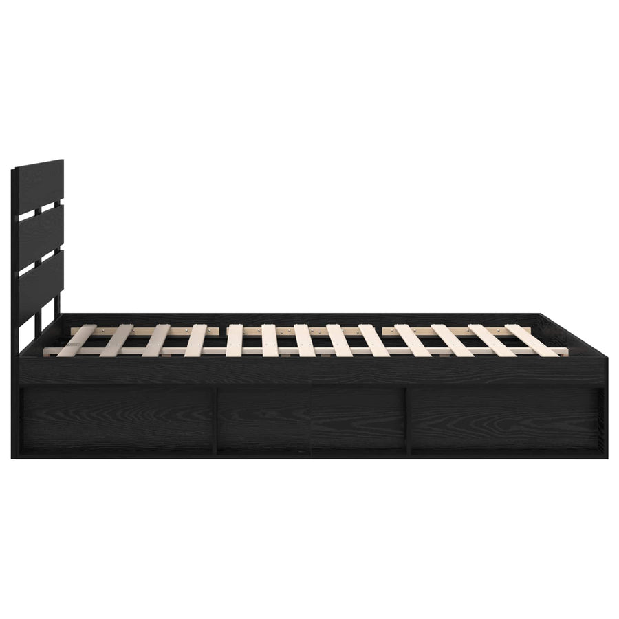 Bedframe met hoofdeinde Zwart 140 x 200 cm Massief grenenhout