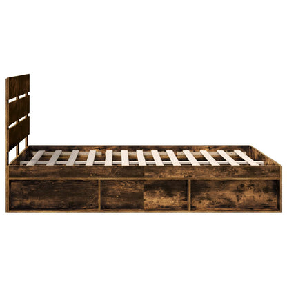 Bedframe Gerookt eiken 140 x 200 cm Massief grenenhout