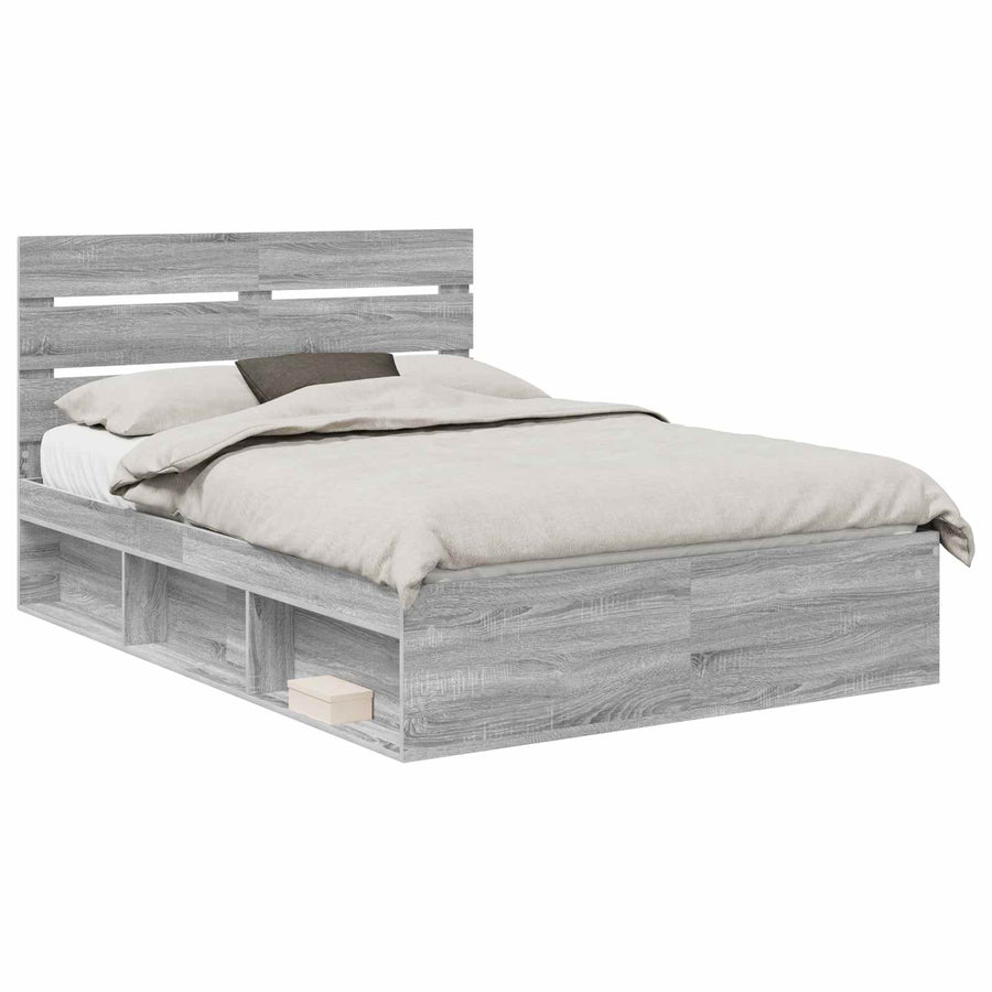 Bedframe Grijs Sonoma 140 x 200 cm Massief grenenhout