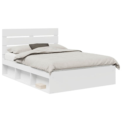 Bedframe met hoofdeinde Wit 140 x 190 cm Massief grenenhout
