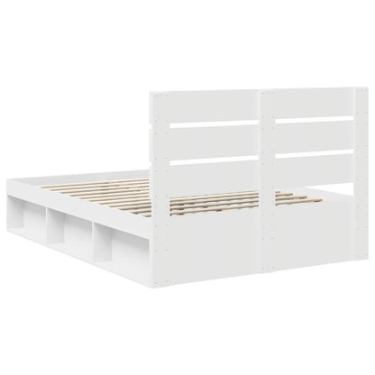 Bedframe met hoofdeinde Wit 140 x 190 cm Massief grenenhout